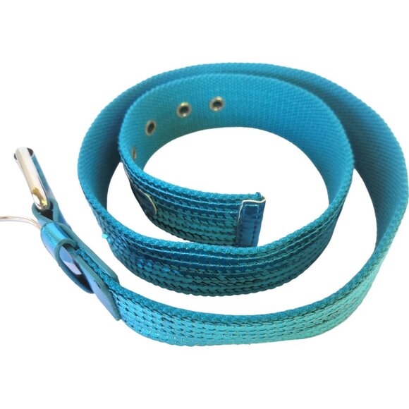 Women's Turquoise Blue Sequin Canvas Belt 38" L x 1-1/2" W New w/o Tag - Picture 5 of 11